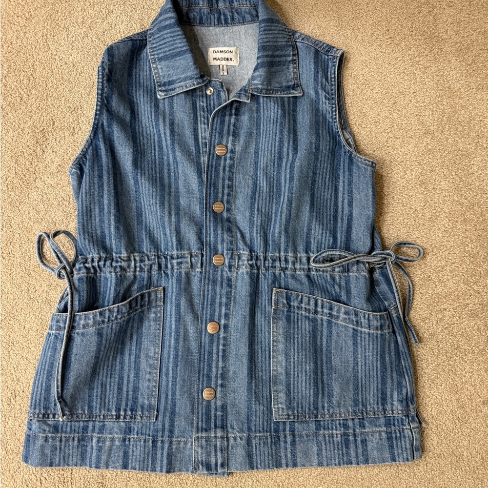 Damson Madder Hera Oversized Striped Denim Gilet Best